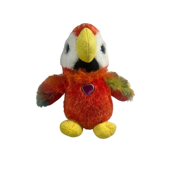 Wild Republic Parrot Bird Plush Gem Heart On Chest Colorful Toy 8 1/4” Tall - Picture 3 of 14